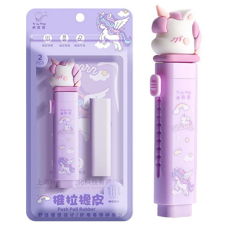 Mini Muffets Cartoon Shaped Cute Erasers Push Pull Design Erasers for Kids Students - Set of 3