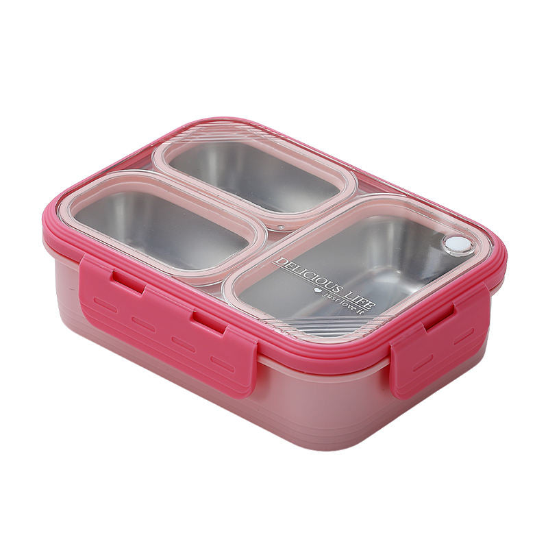 Mini Muffets Stainless Steel 3 Compartments Bento Lunch Box Airtight & Leak-Proof for Kids & Adults with 4-Sided Lock