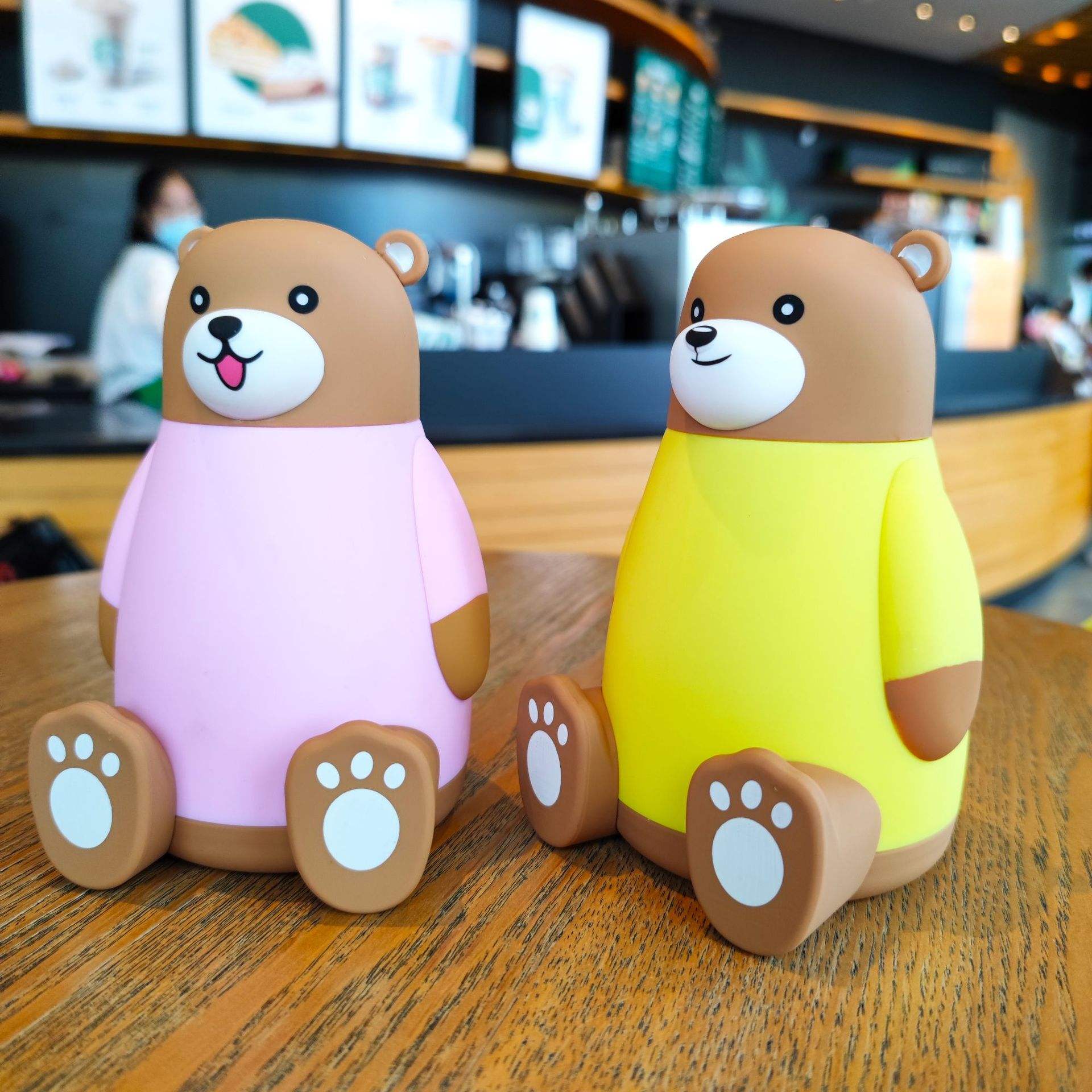 Mini Muffets BPA Free Borosilicate Glass Animal Shape Bear Water Bottle Cute 400 ML
