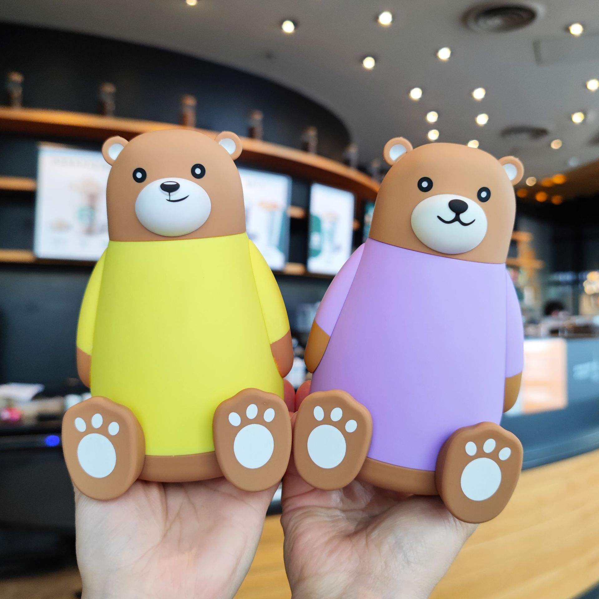 Mini Muffets BPA Free Borosilicate Glass Animal Shape Bear Water Bottle Cute 400 ML