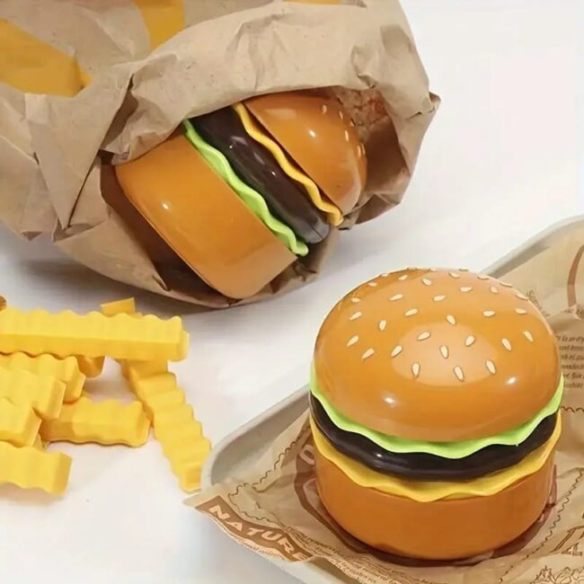 Mini Muffets Hamburger Table Lamp Burger Design Desk Light with Built-in Sharpener & Pen Holder for Kids