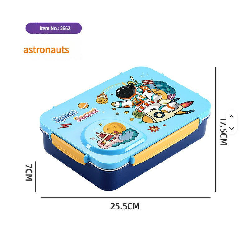 Mini Muffets Leak-Proof 4 Compartment Stainless Steel Lunch Box for Kids BPA-Free Bento Box for School, Travel & Picnics 800ML