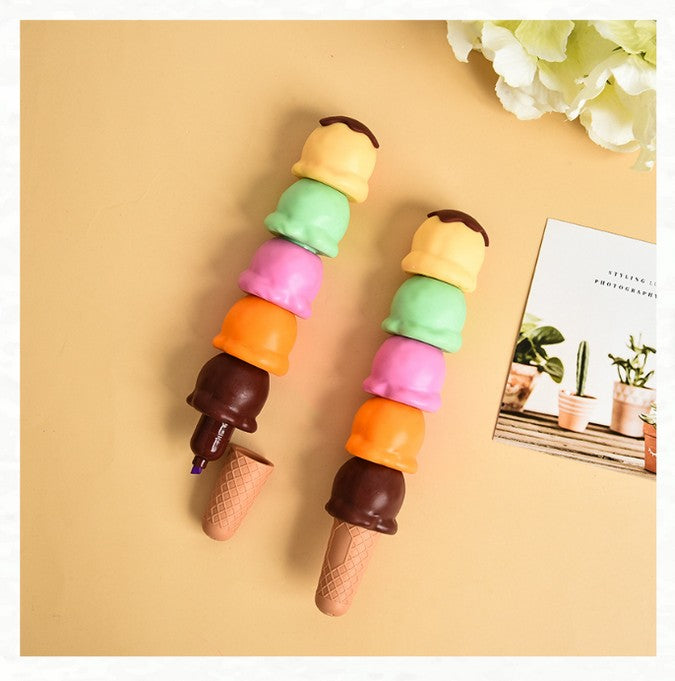 Mini Muffets Ice Cream Shaped Highlighters 5 PC