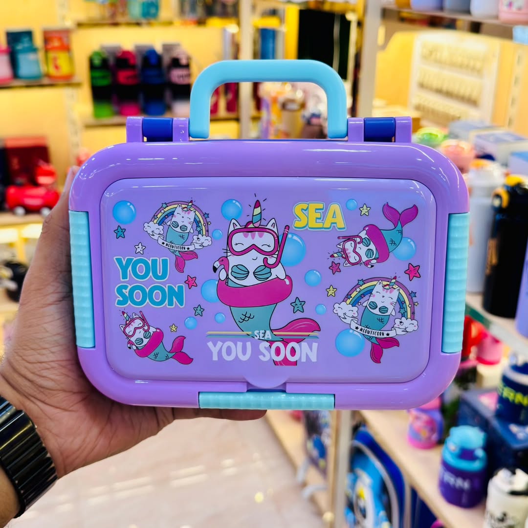 Mini Muffets 3 Compartments Lunch Box for Kids – Cute & Durable Design, Spill-Proof School Tiffin