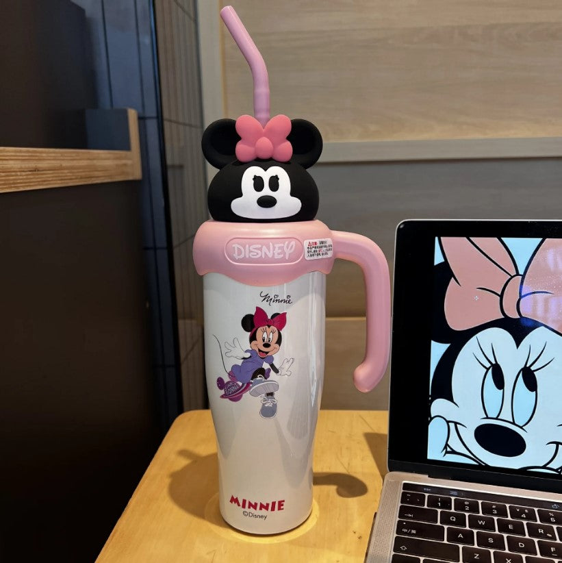Mini Muffets Stainless Steel Tumbler 850ml with Straw, Bear, Mickey & Minnie Mouse Design