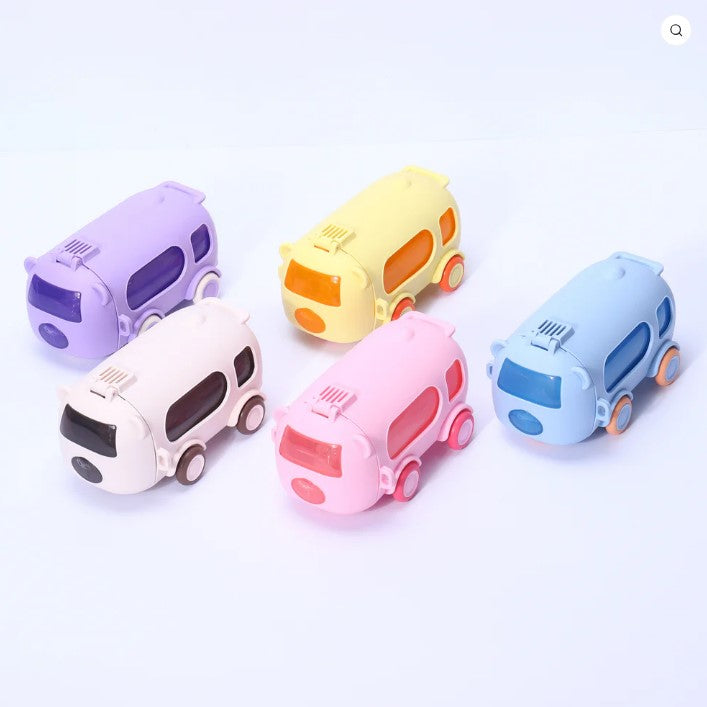 Mini Muffets Kids Bus Shaped Water Bottle Sipper with Strap, Leakproof & BPA Free 500 ML