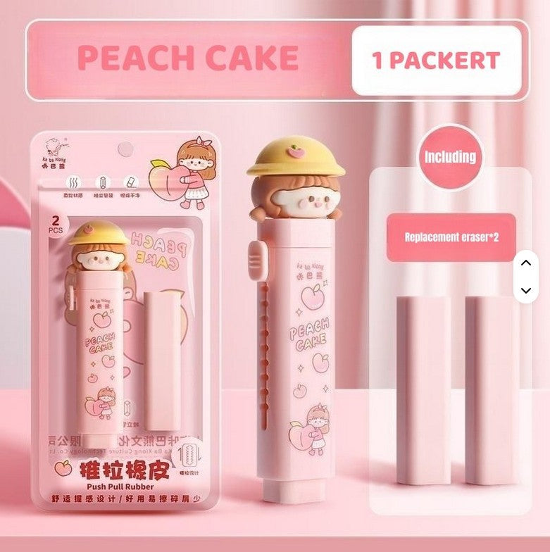 Mini Muffets Cartoon Shaped Cute Erasers Push Pull Design Erasers for Kids Students - Set of 3