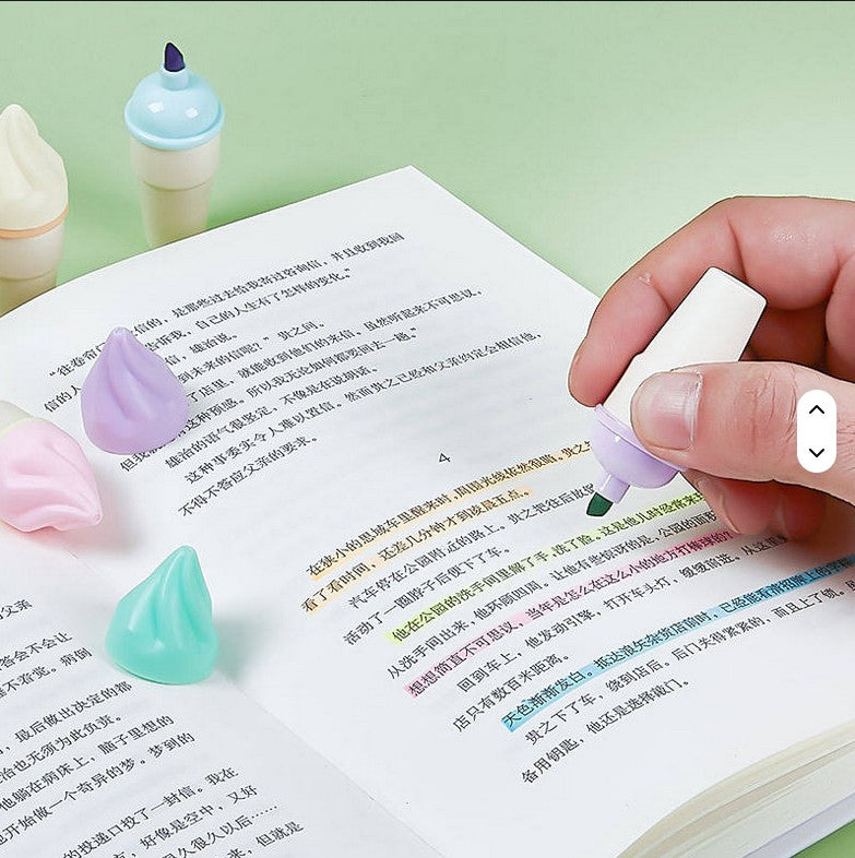 Mini Muffets Ice-cream Shaped Highlighters with Fine Grip Markers, Pack of 6