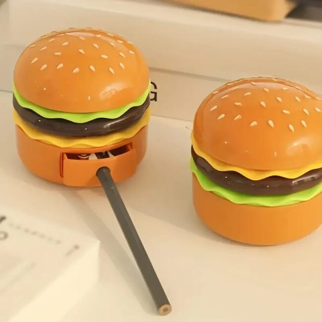 Mini Muffets Hamburger Table Lamp Burger Design Desk Light with Built-in Sharpener & Pen Holder for Kids