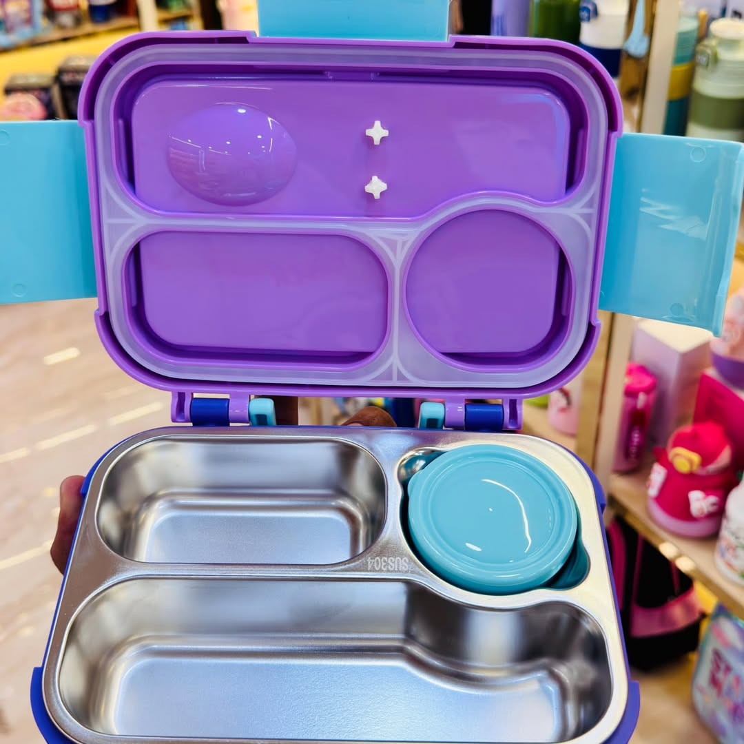 Mini Muffets 3 Compartments Lunch Box for Kids – Cute & Durable Design, Spill-Proof School Tiffin