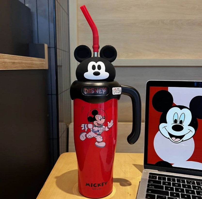 Mini Muffets Stainless Steel Tumbler 850ml with Straw, Bear, Mickey & Minnie Mouse Design
