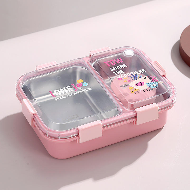 Mini Muffets Stainless Steel 3 Compartments Bento Lunch Box Airtight & Leak-Proof with Small Container for Kids & Adults