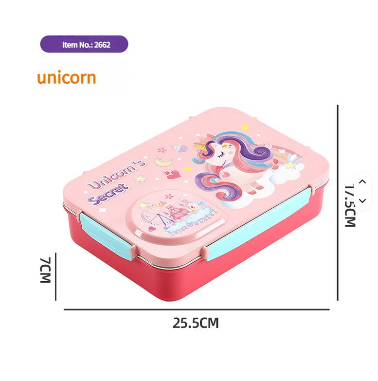 Mini Muffets Leak-Proof 4 Compartment Stainless Steel Lunch Box for Kids BPA-Free Bento Box for School, Travel & Picnics 800ML