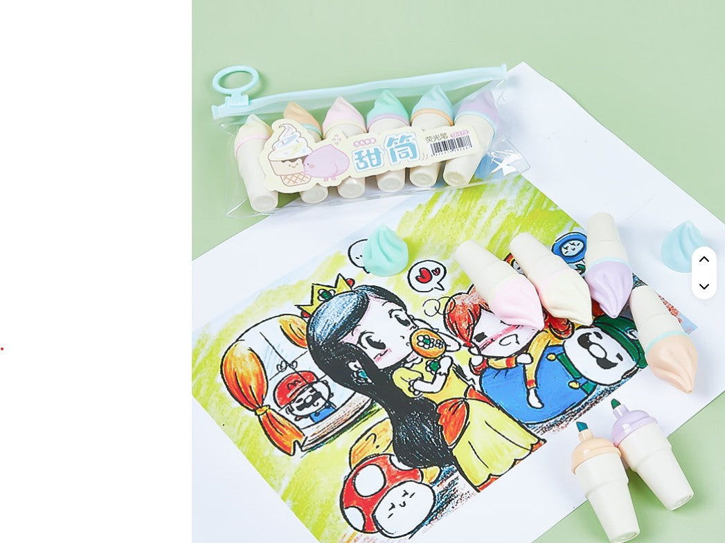 Mini Muffets Ice-cream Shaped Highlighters with Fine Grip Markers, Pack of 6