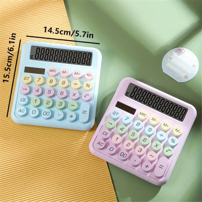 Mini Muffets Colorful Mechanical Calculator with Large LCD Display & Big Round Buttons For Office & Students
