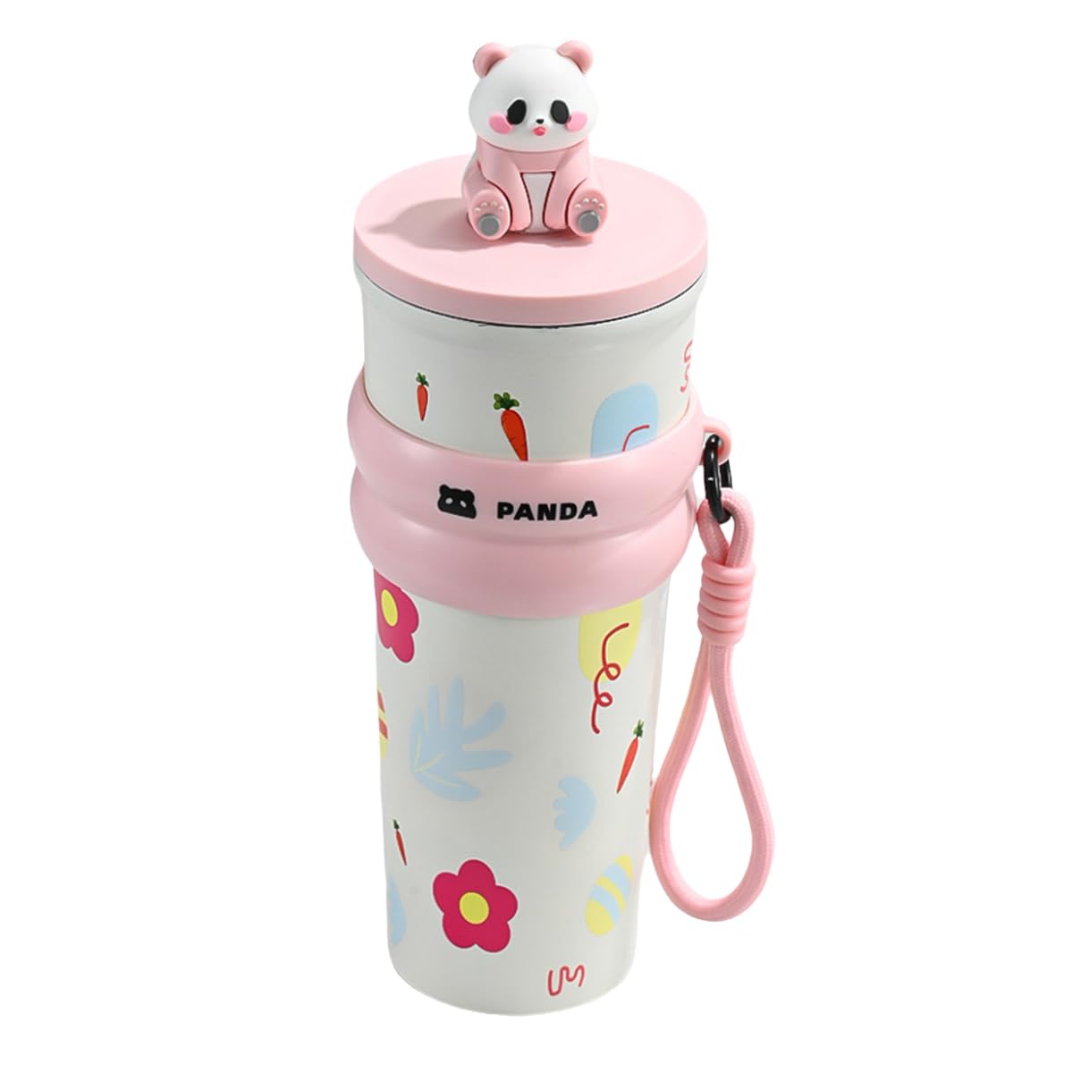 Mini Muffets Pookie Panda Stainless Steel Sipper with Attached Strap