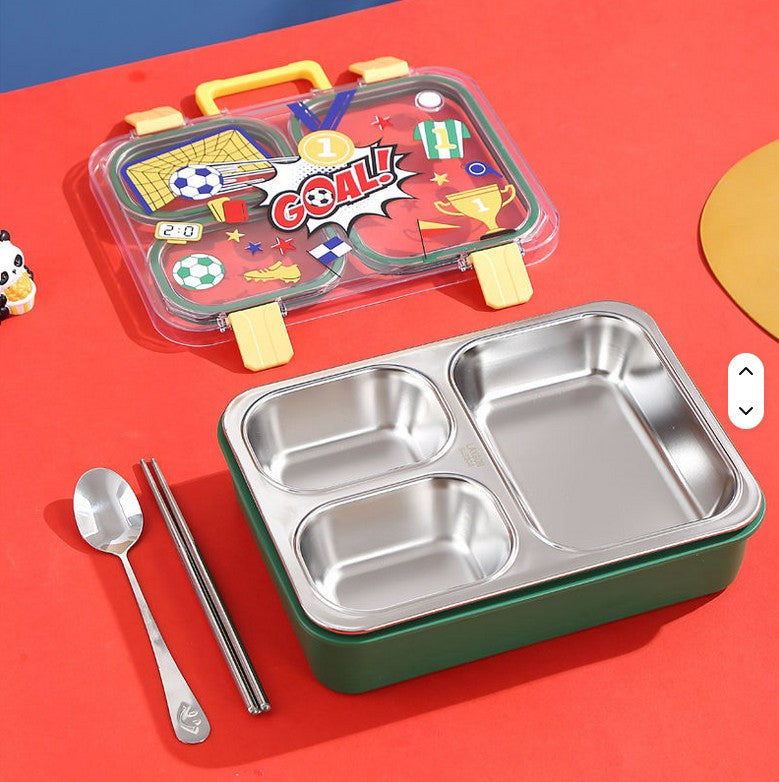 Mini Muffets Leak-Proof 3 Compartment Stainless Steel Lunch Box for Kids BPA-Free Bento Box for School, Travel & Picnics 700ML