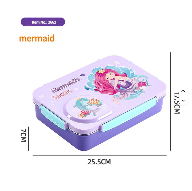 Mini Muffets Leak-Proof 4 Compartment Stainless Steel Lunch Box for Kids BPA-Free Bento Box for School, Travel & Picnics 800ML