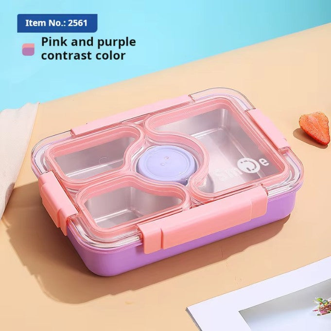 Mini Muffets 3 Compartments Lunch Box with Small Container – Durable & Leak-Proof Tiffin for Adults & Kids