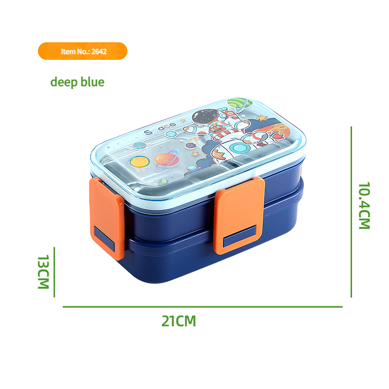 Mini Muffets 3 Compartments Double Layer Lunch Box with Small Container for Kids – Cute Unicorn, Space & Dino Designs