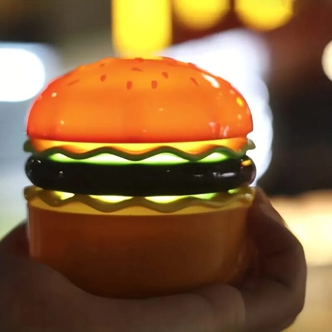 Mini Muffets Hamburger Table Lamp Burger Design Desk Light with Built-in Sharpener & Pen Holder for Kids