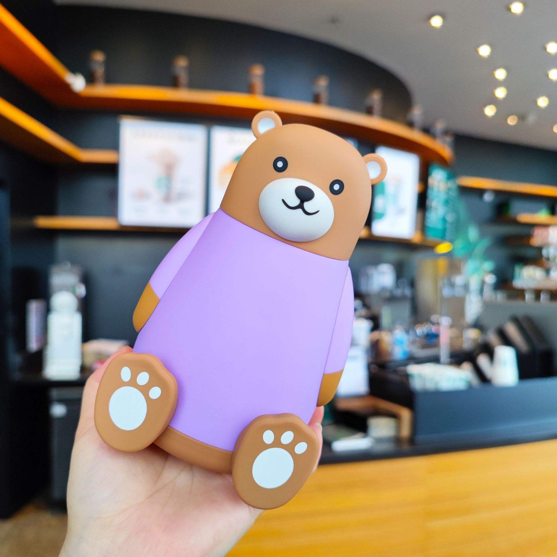 Mini Muffets BPA Free Borosilicate Glass Animal Shape Bear Water Bottle Cute 400 ML