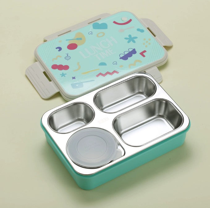 Mini Muffets 4 Compartments Lunch Box with Container – Leak-Proof Tiffin for Adults & Kids