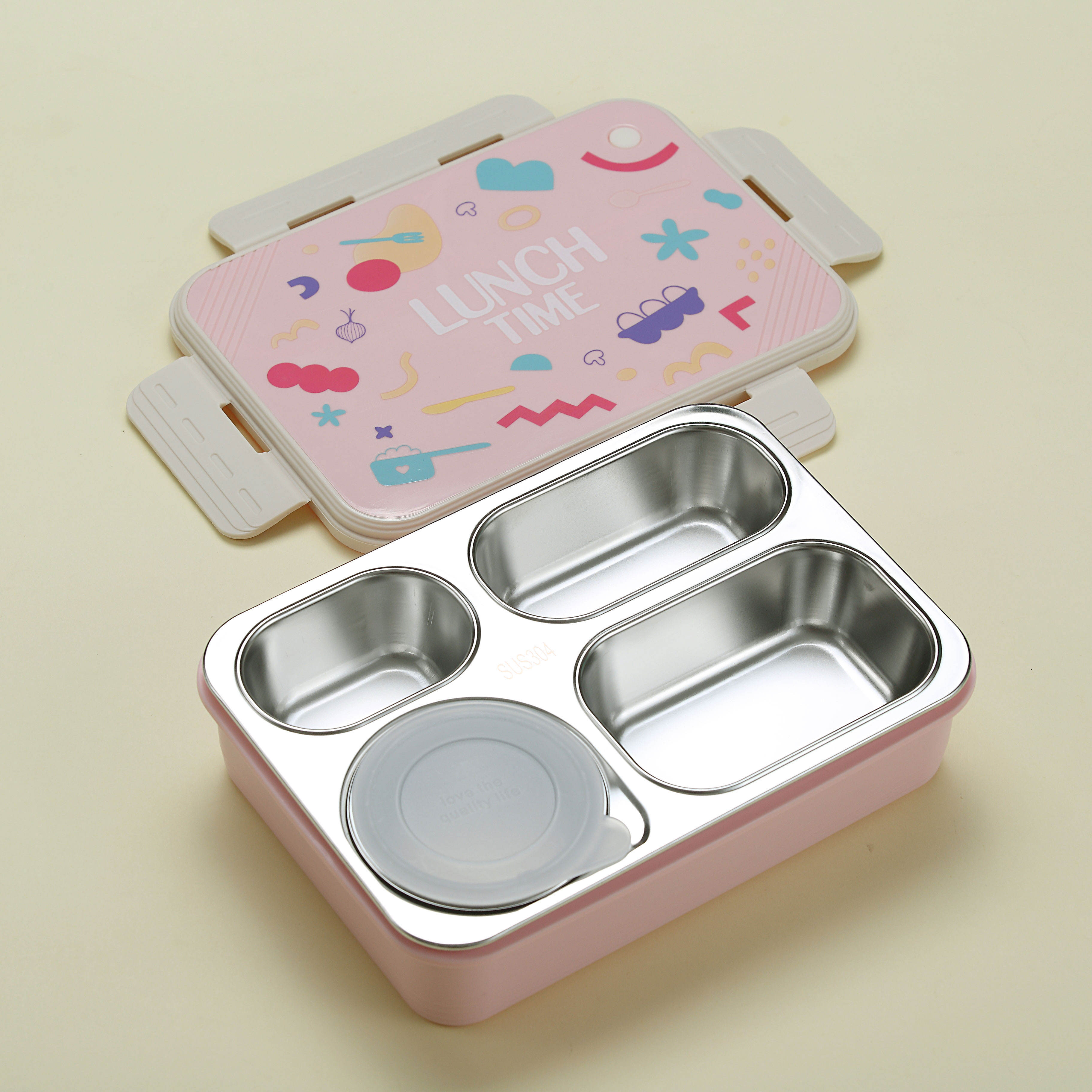 Mini Muffets 4 Compartments Lunch Box with Container – Leak-Proof Tiffin for Adults & Kids
