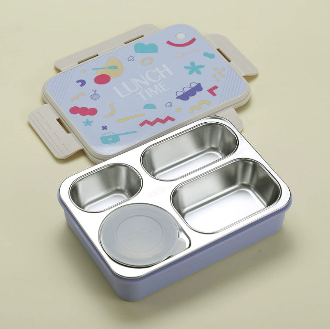 Mini Muffets 4 Compartments Lunch Box with Container – Leak-Proof Tiffin for Adults & Kids