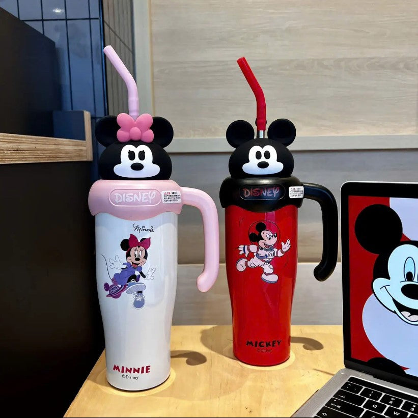 Mini Muffets Stainless Steel Tumbler 850ml with Straw, Bear, Mickey &amp; Minnie Mouse Design