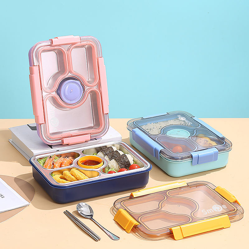 Mini Muffets 3 Compartments Lunch Box with Small Container – Durable &amp; Leak-Proof Tiffin for Adults &amp; Kids