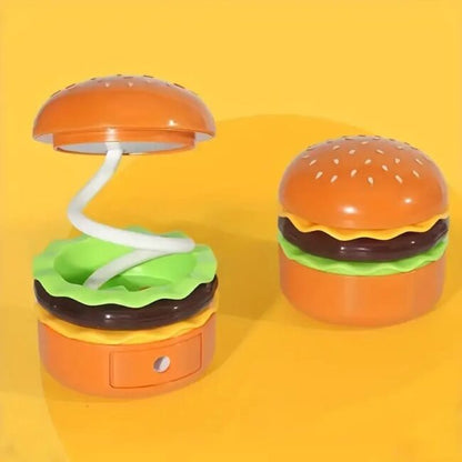 Mini Muffets Hamburger Table Lamp  Burger Design Desk Light with Built-in Sharpener &amp; Pen Holder for Kids