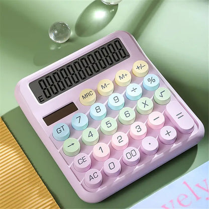 Mini Muffets Colorful Mechanical Calculator with Large LCD Display &amp; Big Round Buttons For Office &amp; Students