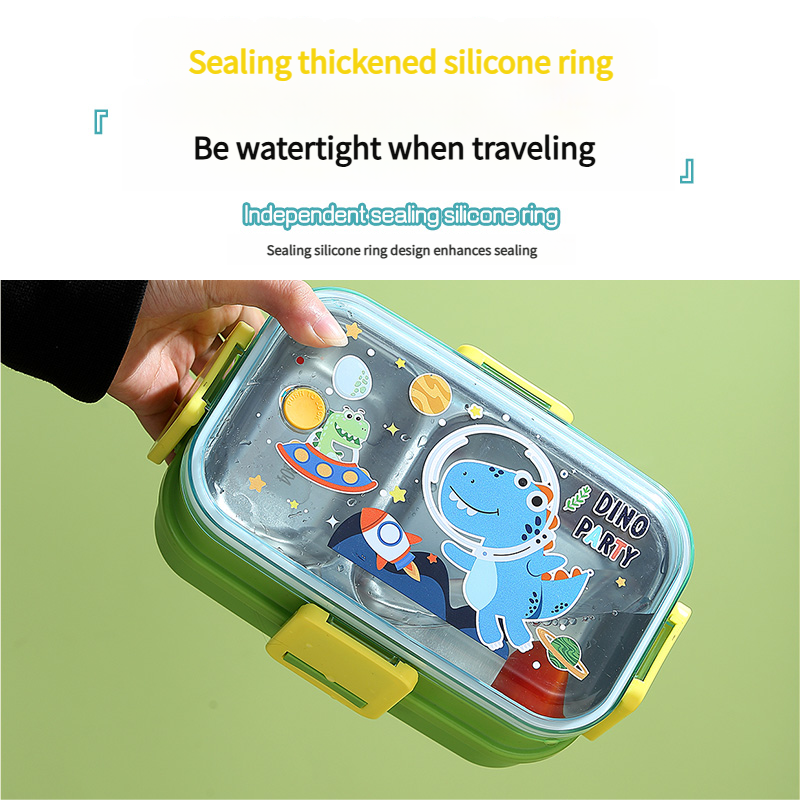 Mini Muffets 3 Compartments Double Layer Lunch Box with Small Container for Kids – Cute Unicorn, Space &amp; Dino Designs