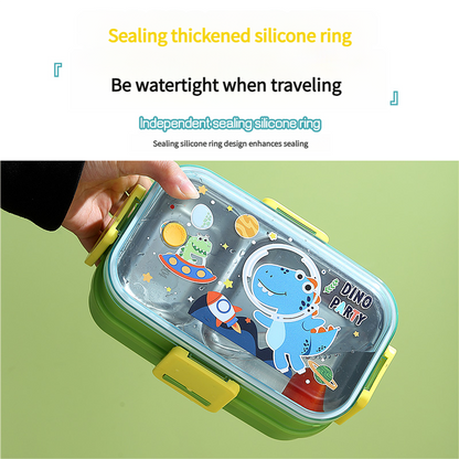Mini Muffets 3 Compartments Double Layer Lunch Box with Small Container for Kids – Cute Unicorn, Space &amp; Dino Designs