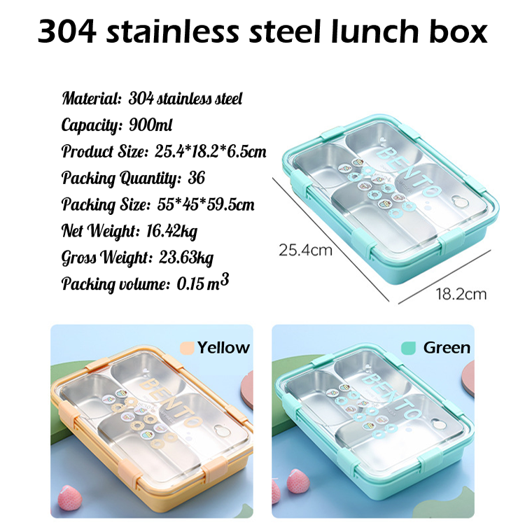Mini Muffets Stainless Steel 4 Compartments Bento Lunch Box Airtight &amp; Leak-Proof with Small Container for Kids &amp; Adults