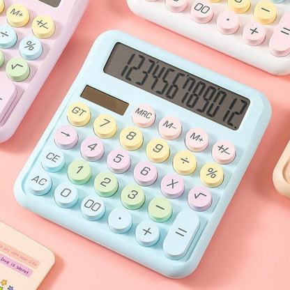 Mini Muffets Colorful Mechanical Calculator with Large LCD Display &amp; Big Round Buttons For Office &amp; Students