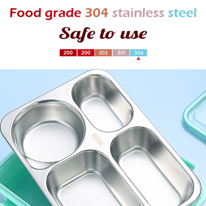 Mini Muffets Stainless Steel 4 Compartments Bento Lunch Box Airtight &amp; Leak-Proof with Small Container for Kids &amp; Adults
