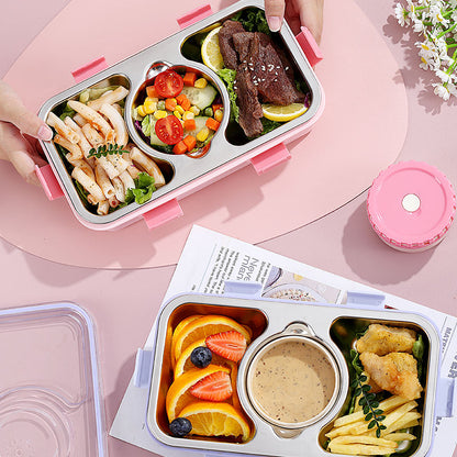 Mini Muffets Stainless Steel 3 Compartments Bento Insulated Lunch Box Airtight &amp; Leak-Proof for Kids &amp; Adults