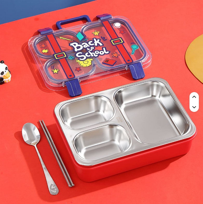 Mini Muffets Leak-Proof 3 Compartment Stainless Steel Lunch Box for Kids BPA-Free Bento Box for School, Travel &amp; Picnics 700ML