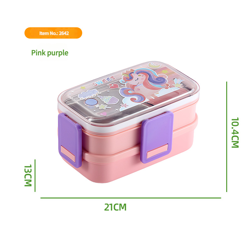 Mini Muffets 3 Compartments Double Layer Lunch Box with Small Container for Kids – Cute Unicorn, Space &amp; Dino Designs