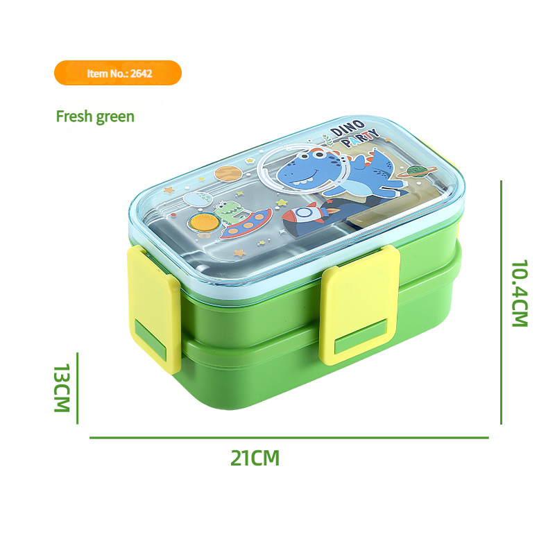 Mini Muffets 3 Compartments Double Layer Lunch Box with Small Container for Kids – Cute Unicorn, Space &amp; Dino Designs