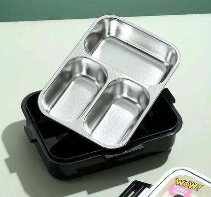 Mini Muffets Kids Unicorn Spaces Panda Themed Stainless Steel Bento Leakproof Lunch Box with 3 Compartment