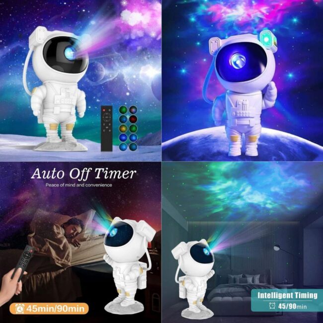 Mini Muffets Astronaut Light Projector – 360° Galaxy Star Projector with Timer &amp; Remote Control, Ideal for Bedroom, Home Decor &amp; Parties