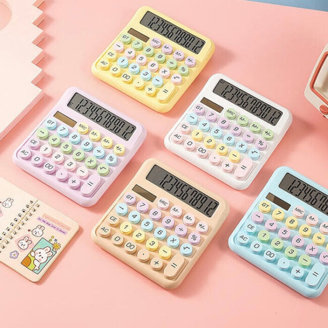 Mini Muffets Colorful Mechanical Calculator with Large LCD Display &amp; Big Round Buttons For Office &amp; Students