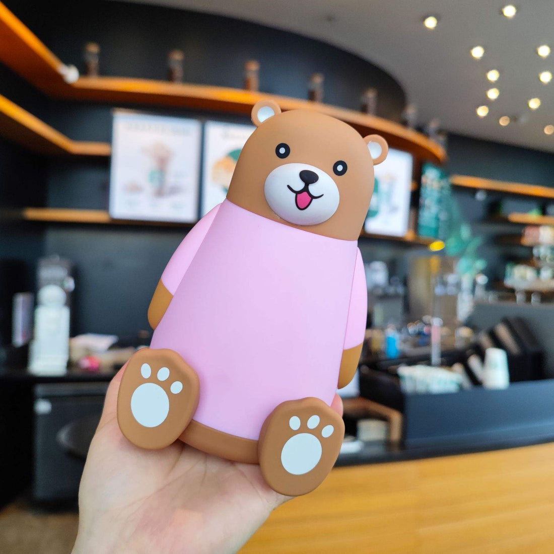 Mini Muffets BPA Free Borosilicate Glass Animal Shape Bear Water Bottle Cute 400 ML