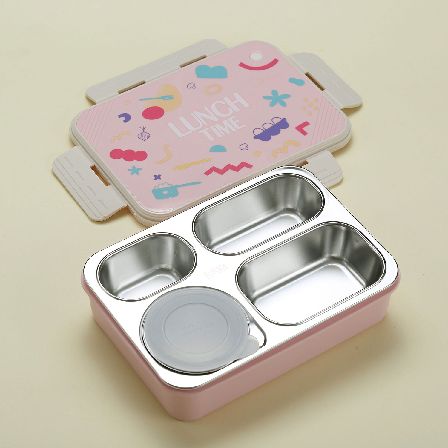 Mini Muffets 4 Compartments Lunch Box with Container – Leak-Proof Tiffin for Adults &amp; Kids