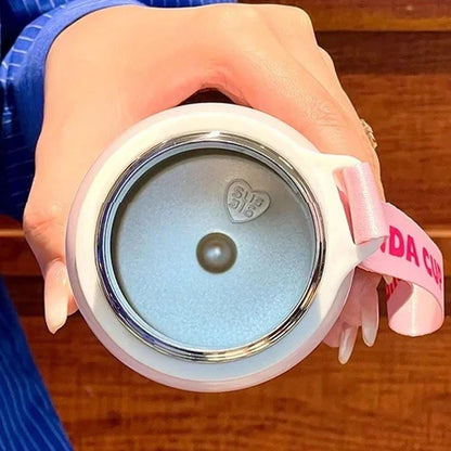 Mini Muffets Cute Panda Leakproof Stainless Steel Bottle with Strap - 600 ML